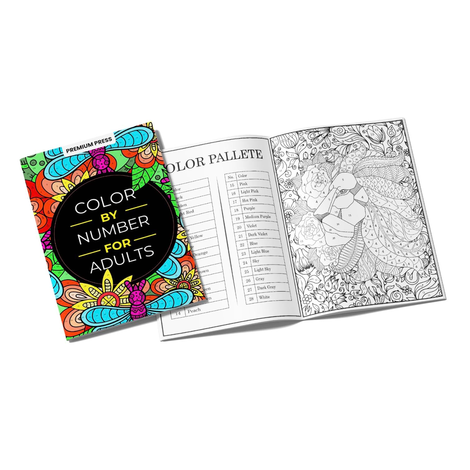 Color by Number Coloring Book for Adults - 75 Beautiful Images Including Flowers, Animals, Mandalas, Nature, Landscapes & More by Premium Press