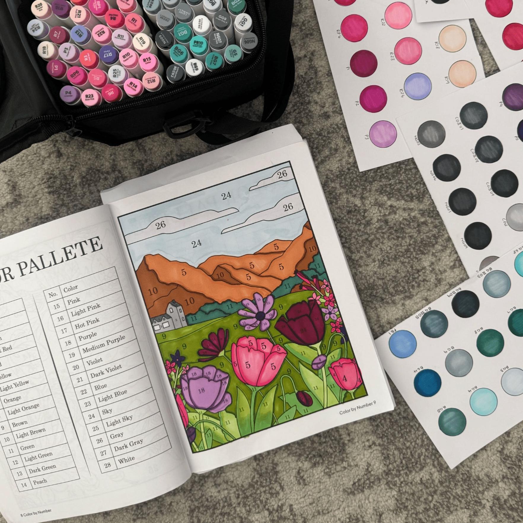 Color by Number Coloring Book for Adults - 75 Beautiful Images Including Flowers, Animals, Mandalas, Nature, Landscapes & More by Premium Press